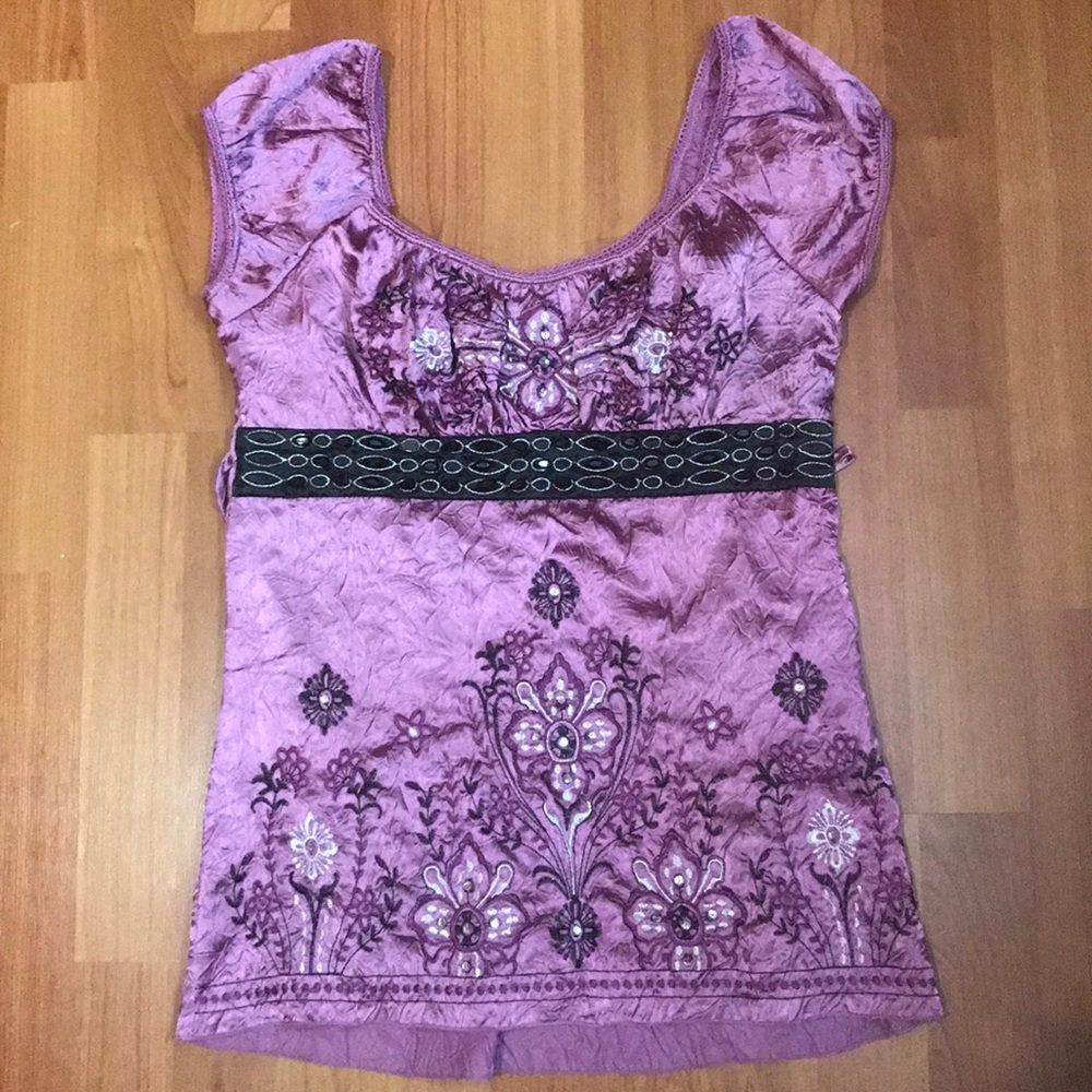 Purple short sleeve shirt